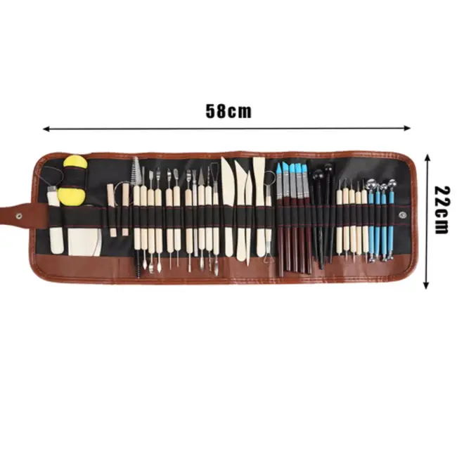 Maaleo 40‑delige modelleer‑ & beeldhouwset in rol‑etui