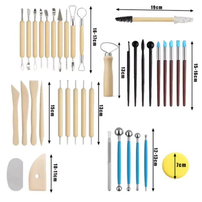 Maaleo 40‑delige modelleer‑ & beeldhouwset in rol‑etui