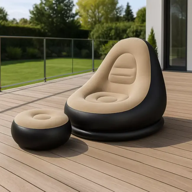 Gardlov Opblaasbare Tuinstoel met Voetensteun – 120 kg & Waterbestendig