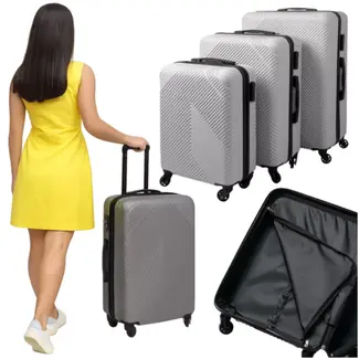 Trizand 3-in-1 kofferset grijs – ABS met TSA slot & zwenkwielen