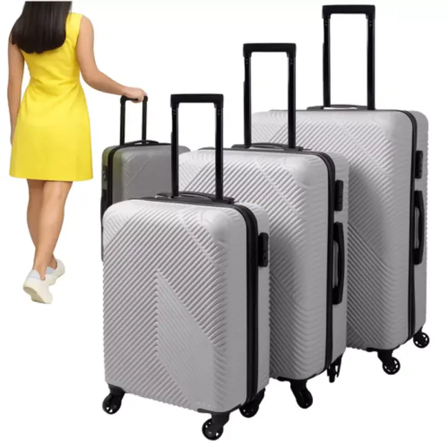 Trizand 3-in-1 kofferset grijs – ABS met TSA slot & zwenkwielen