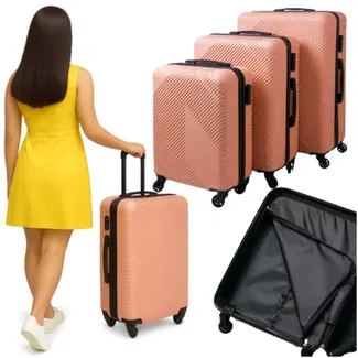 Trizand 3-in-1 kofferset roze – ABS met TSA slot & 360° wielen