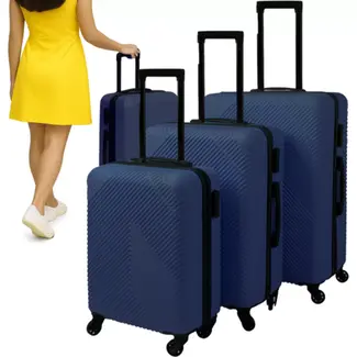 Trizand 3‑in‑1 kofferset navy‑blauw – ABS met TSA slot & 360° wielen