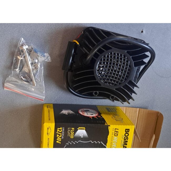 Bosma Led werklamp breedstraler - 126 x 107 x 52 mm - claxon 105 dB - waterdicht IP68 - 1600 lumen - voertuigen en bouwplaats