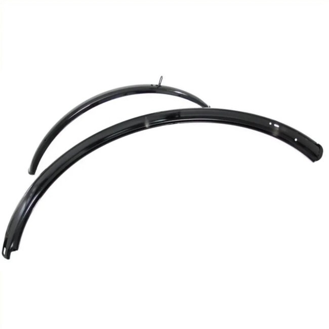 Falkx Spatbordenset 28 inch - Hoogglans zwart - Voor en achter - Bescherming tegen vuil en water