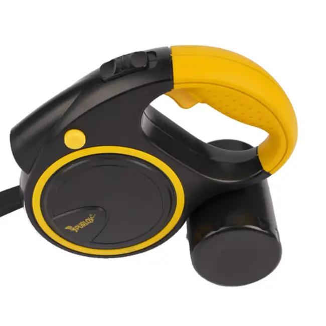 Purlov hondenlijn 5 m met LED‑zaklamp en éénhands rem – nylon band, antislip greep, tot 15 kg