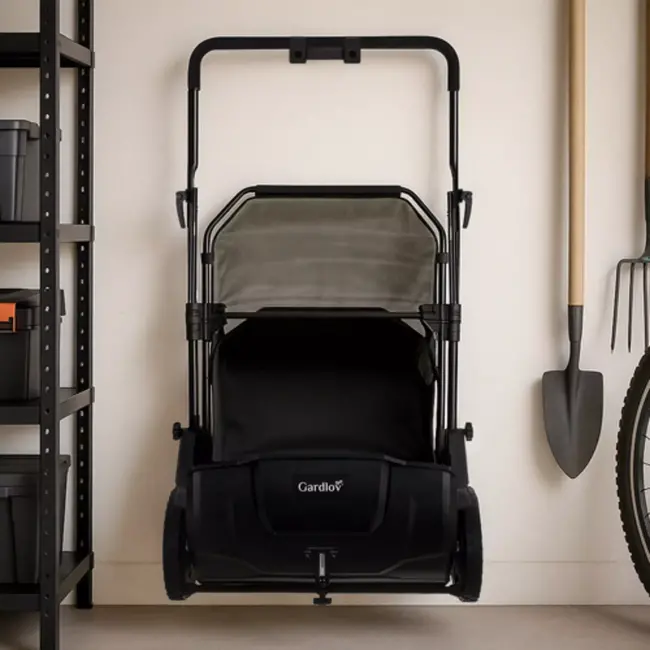 Gardlov bladverzamelaar 100 l – handmatig en stil – handmatige bladveger met instelbare borstelhoogte