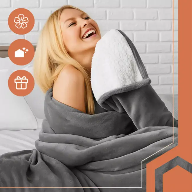 Ruhhy plaid dubbelzijdig donkergrijs 150x200 cm – warm & zacht