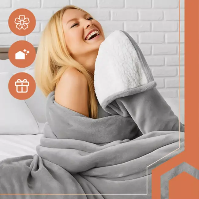 Ruhhy plaid dubbelzijdig lichtgrijs 150x200 cm – warm & zacht