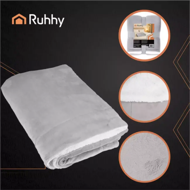 Ruhhy plaid dubbelzijdig lichtgrijs 150x200 cm – warm & zacht