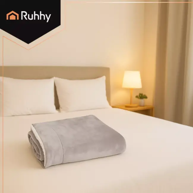 Ruhhy plaid dubbelzijdig lichtgrijs 150x200 cm – warm & zacht