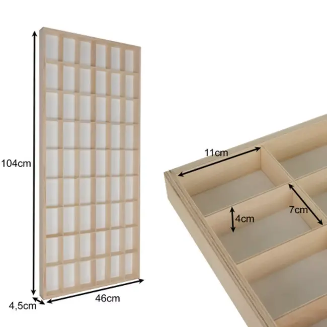 Kruzzel houten wandplank 54 vakken voor poppen of schaalmodellen tot 10 cm