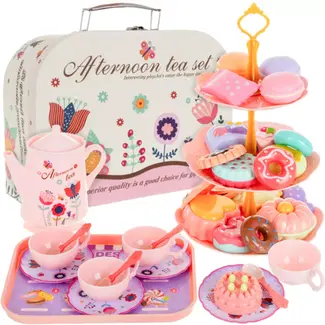 Kruzzel kinderserviesset in koffer – 39-delig theeservies – theepot, kopjes, koekjes