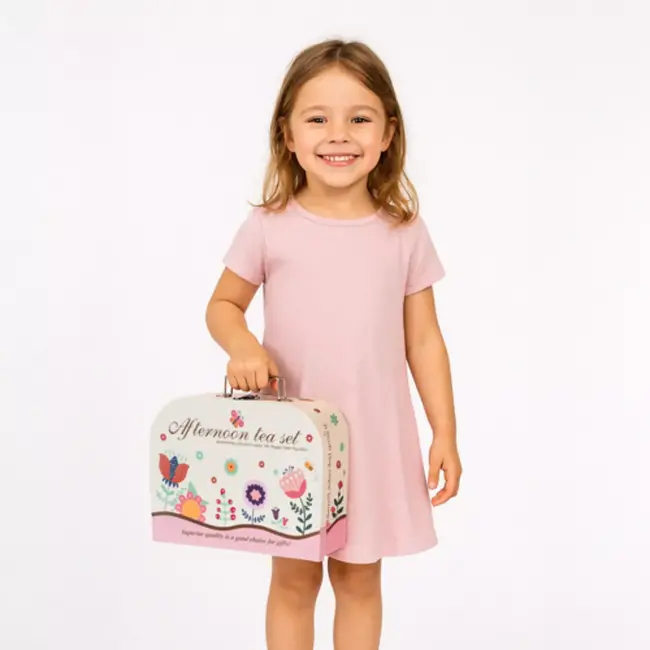 Kruzzel kinderserviesset in koffer – 39-delig theeservies – theepot, kopjes, koekjes