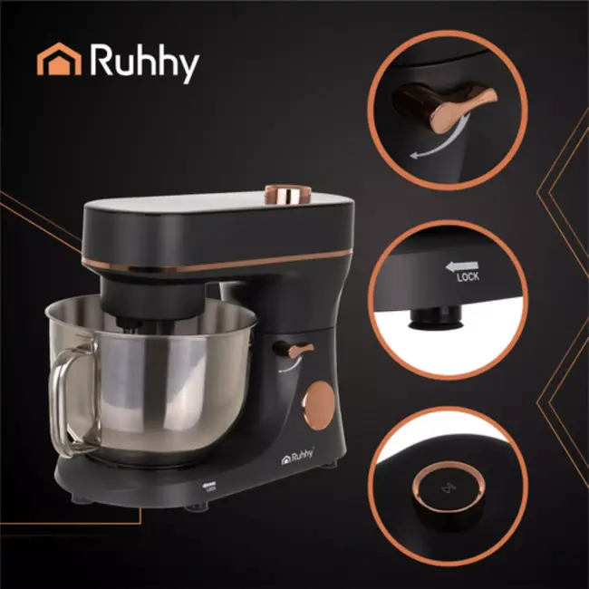 Ruhhy keukenmachine 6,2L verwarmde kom en touchscreen– grijs/goud 2300W