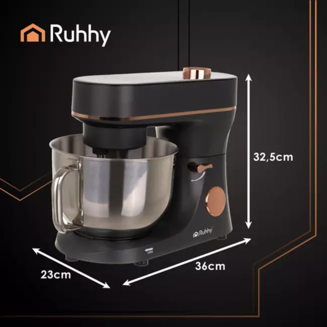 Ruhhy keukenmachine 6,2L verwarmde kom en touchscreen– grijs/goud 2300W