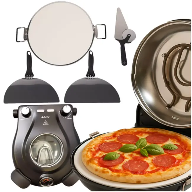 Ruhhy elektrische pizzaoven 420°C met keramische steen – compact, snel en met accessoires