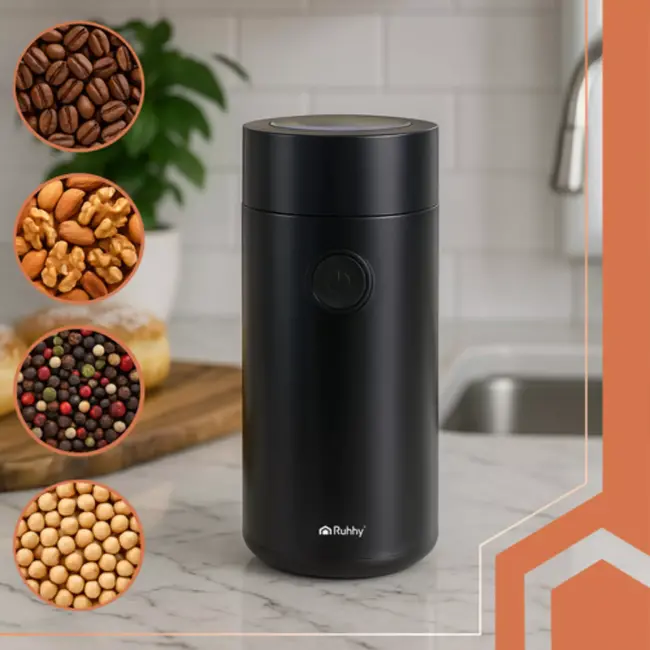 Ruhhy elektrische koffiemolen – compact en BPA-vrij – 150 W – grof tot fijn malen