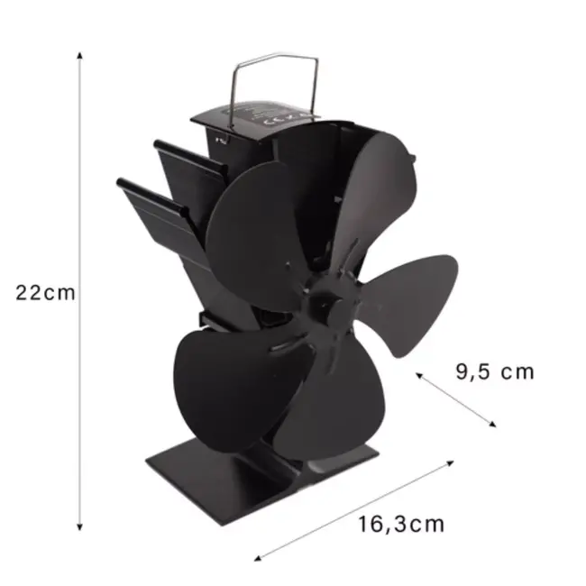 Ruhhy Haardventilator 5 bladen – zonder elektriciteit – start vanaf 60°C