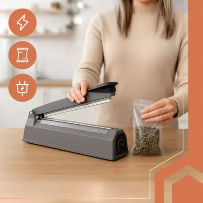 Ruhhy foliesealer 300 mm – handmatig, 255 W, instelbare tijd, voor PE, PP, PVC en noppenfolie