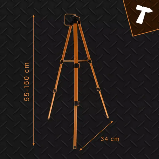 Bigstren statief voor kruislijnlaser- Hoogte 150 cm – 5/8" draad, met libel en draagtas