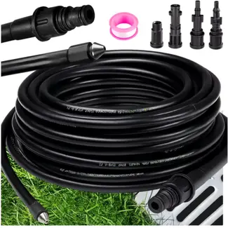 Ruhhy pijpreinigingsslang 15 m – hogedruk, 138 bar – met 4 adapters