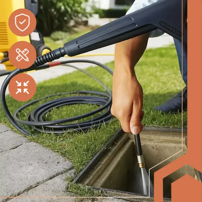 Ruhhy pijpreinigingsslang 15 m – hogedruk, 138 bar – met 4 adapters