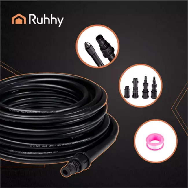 Ruhhy pijpreinigingsslang 20 m – hogedruk, 138 bar met 4 adapters