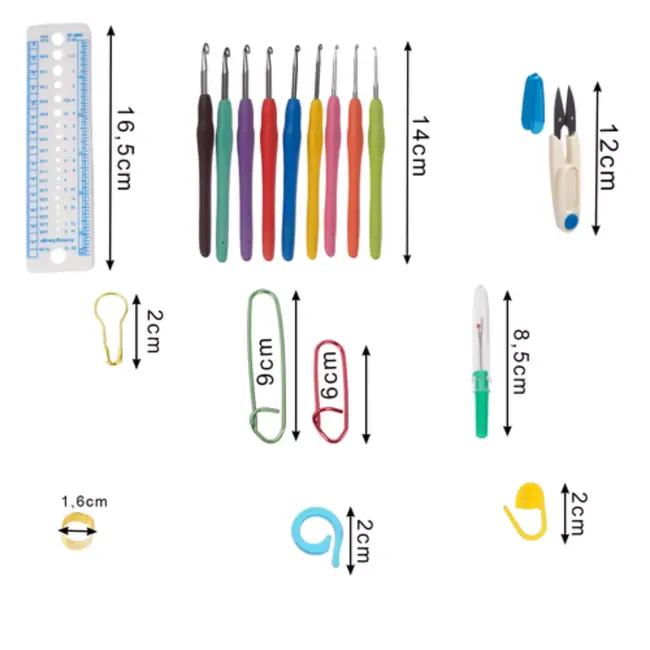 Maaleo haakset 113-delig – compleet met garen en tas – haaknaalden, garen en accessoires