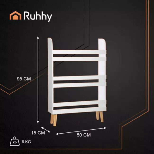 Ruhhy opbergkast kinderkamer wit met 3 planken – tbv speelgoed en boeken