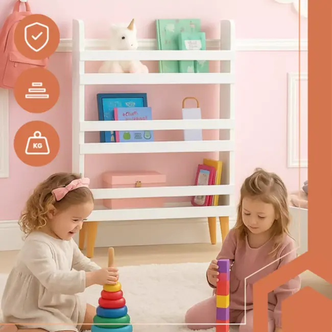 Ruhhy opbergkast kinderkamer wit met 3 planken – tbv speelgoed en boeken