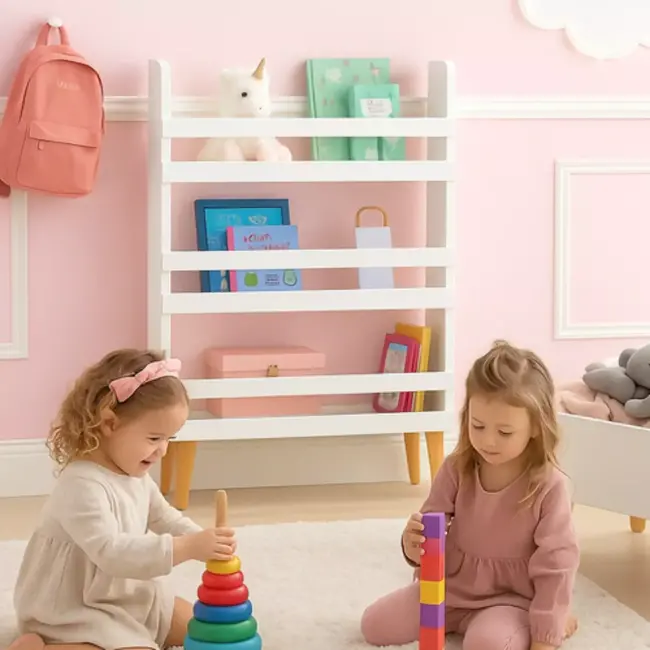 Ruhhy opbergkast kinderkamer wit met 3 planken – tbv speelgoed en boeken