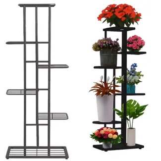 Ruhhy bloemenstandaard 6 niveaus metaal zwart 106 cm - staal zwart