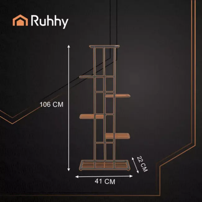 Ruhhy bloemenstandaard 6 niveaus metaal zwart 106 cm - staal zwart