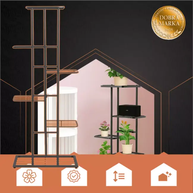 Ruhhy bloemenstandaard 6 niveaus metaal zwart 106 cm - staal zwart