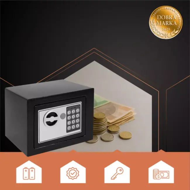 Ruhhy elektronische kluis met cijferslot en noodsleutel - compact zwart 23x17x17,5 cm