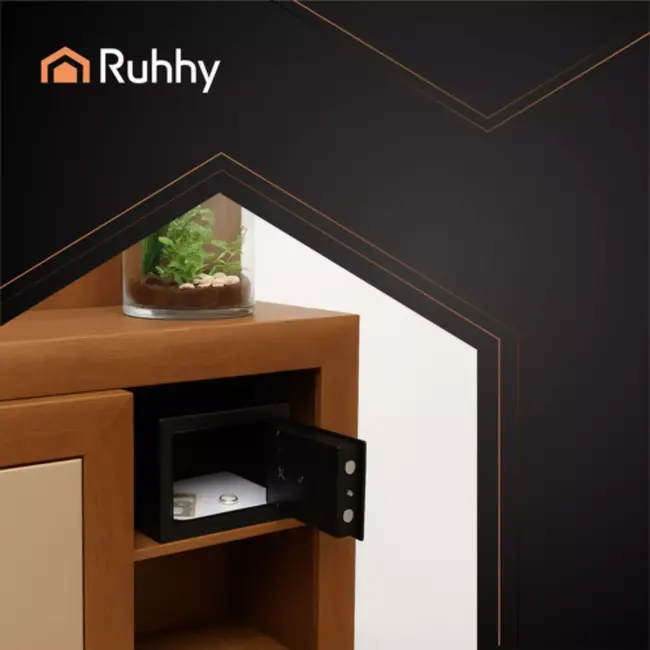 Ruhhy elektronische kluis met cijferslot en noodsleutel - compact zwart 23x17x17,5 cm