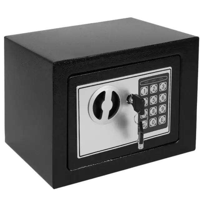 Ruhhy elektronische kluis met cijferslot en noodsleutel - compact zwart 23x17x17,5 cm