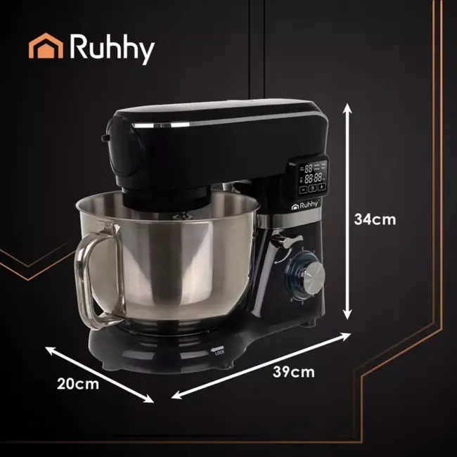 Ruhhy keukenmachine 6,2L verwarmde kom + blender 2300W – mixer, blender, vleesmolen en pastamaker