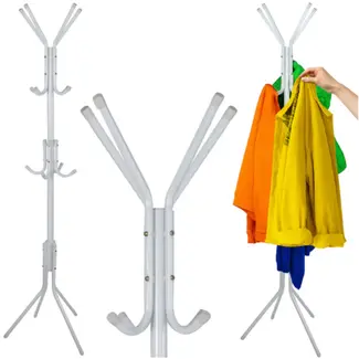 Ruhhy staande kapstok 170 cm wit – stevig en stijlvol – vrijstaand met meerdere haken