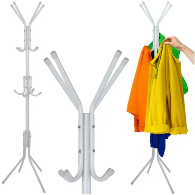 Ruhhy staande kapstok 170 cm wit – stevig en stijlvol – vrijstaand met meerdere haken