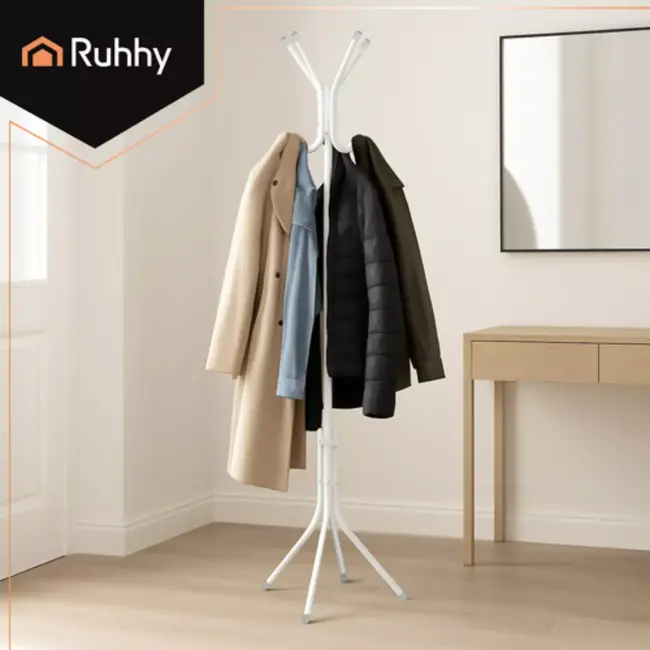 Ruhhy staande kapstok 170 cm wit – stevig en stijlvol – vrijstaand met meerdere haken