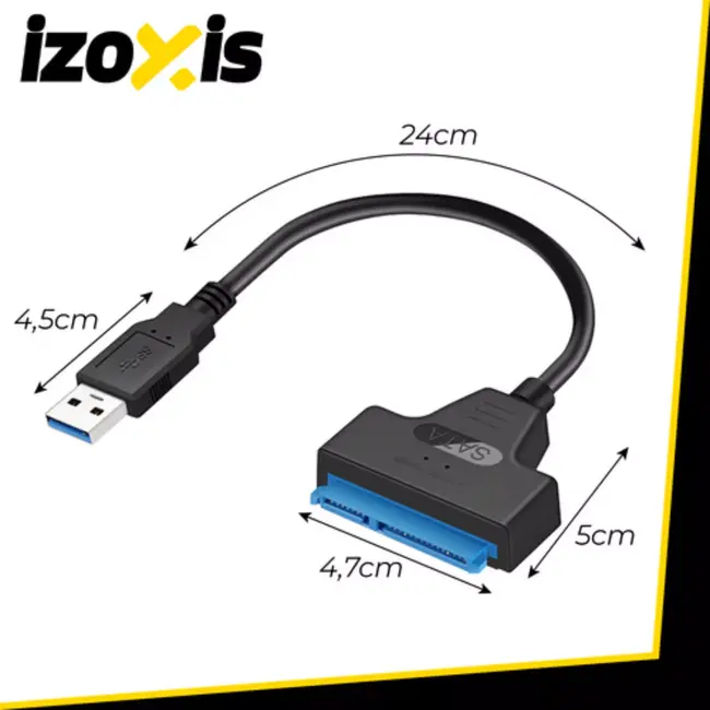 Izoxis USB naar SATA 3.0 adapter – SSD/HDD aansluiting – plug & play, 5 Gbps