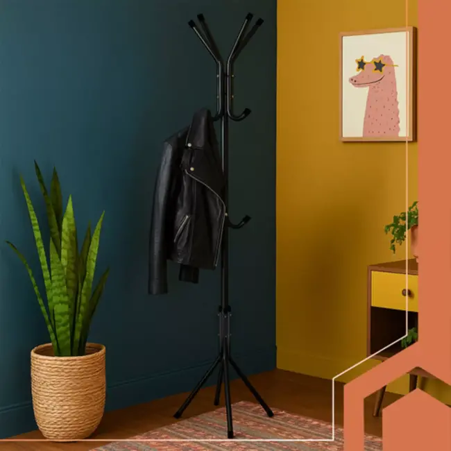 Ruhhy staande kapstok 170 cm zwart – stevig en modern – vrijstaand met meerdere haken