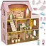 Kruzzel houten poppenhuis – 3 verdiepingen met meubels, LED-verlichting en accessoires