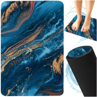 Ruhhy badmat 60x40 cm – marmerlook, absorberend, antislip