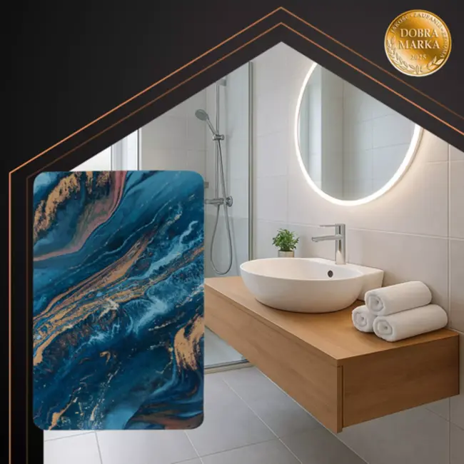 Ruhhy badmat 60x40 cm – marmerlook, absorberend, antislip