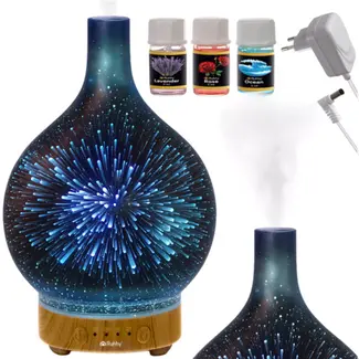 Ruhhy aroma diffuser 200ml – luchtbevochtiger met 3D-effect, verlichting en oliën