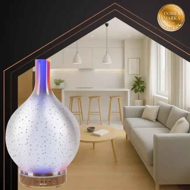Ruhhy aroma diffuser 200ml – luchtbevochtiger met 3D-effect, verlichting en oliën