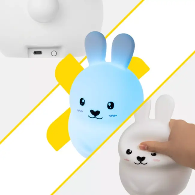 Izoxis RGB nachtlamp konijn – met afstandsbediening – siliconen lamp met kleuren - met USB-oplader